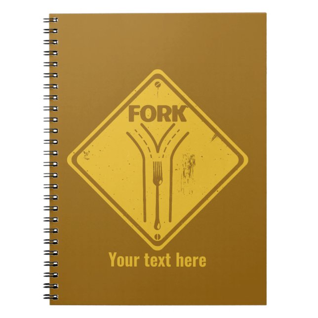 Caderno Espiral Fork no sinal de trânsito engraçado (Frente)