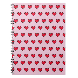 Caderno Espiral Forma cardíaca em forma de píxelado
