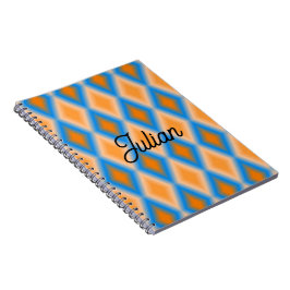 Caderno Espiral Forma de diamante azul laranja gradiente monograma