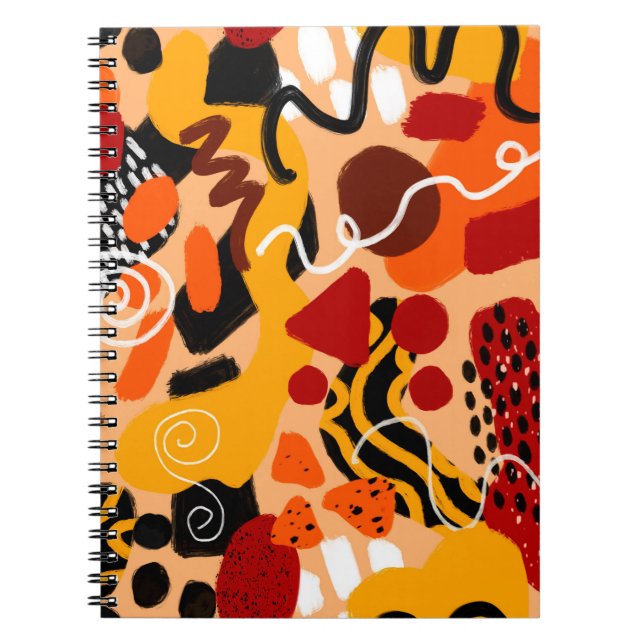 Caderno Espiral Forma Geométrica de Desenho de Mão abstrato (Frente)