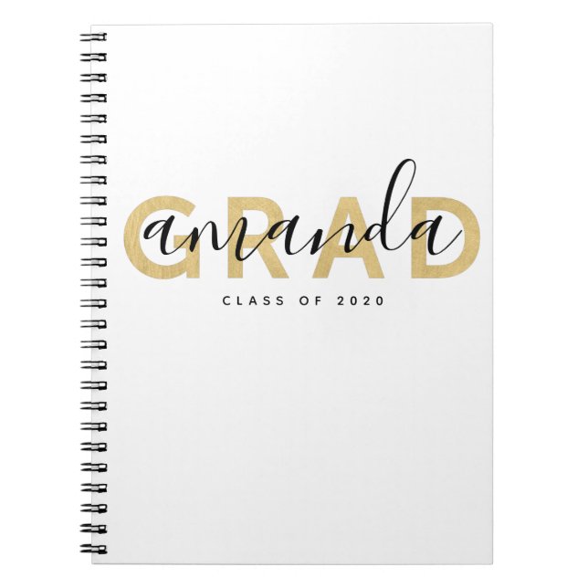 Caderno Espiral Formando Nome do Script Personalizado Dourado Mode (Frente)
