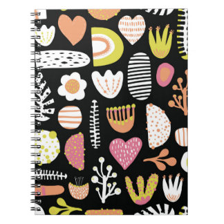 Caderno Espiral Formas abstratas contínuas coloridas padrão infant