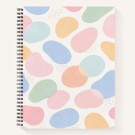 Caderno Espiral Formas Abstratas Pastel Estéticas