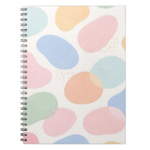 Caderno Espiral Formas Abstratas Pastel Estéticas