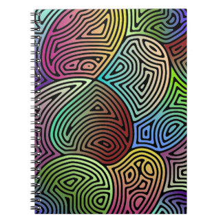 Caderno Espiral formas abstrato assimétricas coloridas