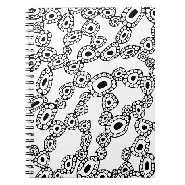 Caderno Espiral Formas de Blob de Círculo Aleatório Abstrato (Frente)