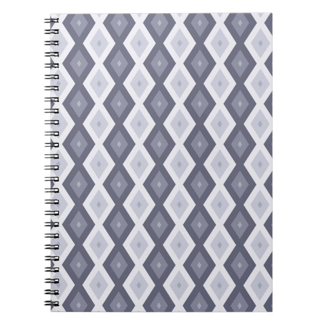 Caderno Espiral Formas de diamante de cinza azul (Frente)