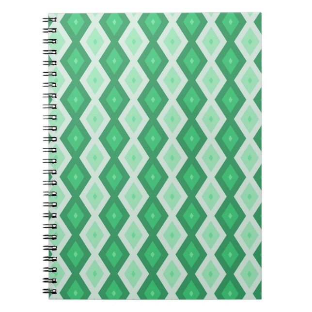 Caderno Espiral Formas de diamante verde (Frente)