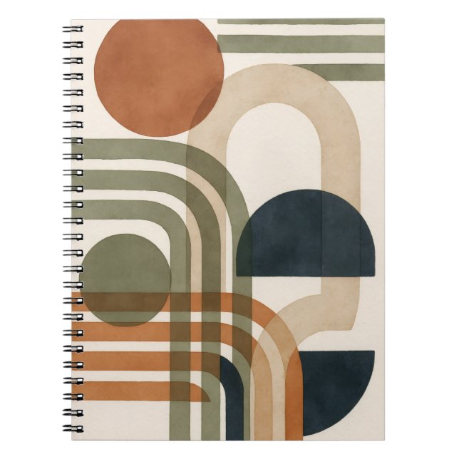 Caderno Espiral Formas Geométricas do Tom da Terra abstrato (Frente)