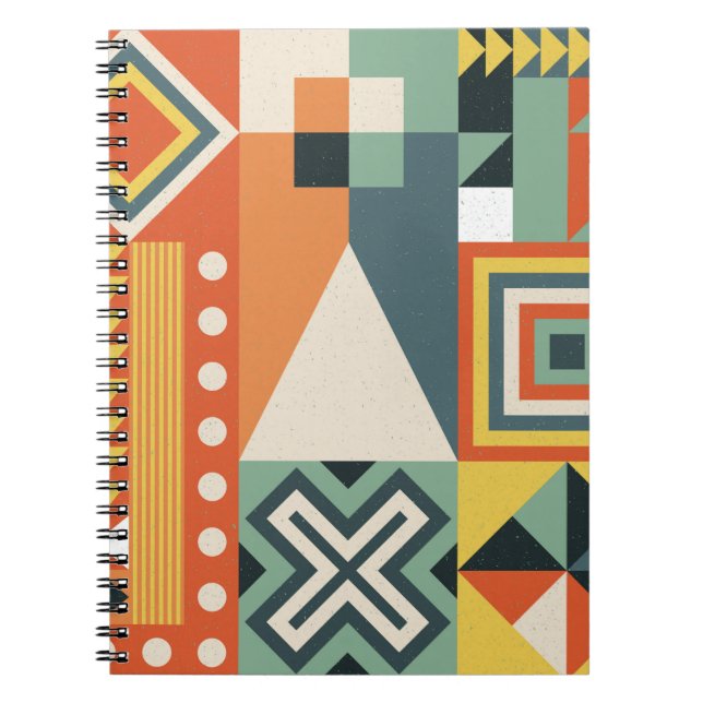 Caderno Espiral Formas geométricas, fundo simples plano. (Frente)