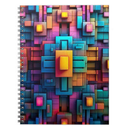 Caderno Espiral Formas Geométricas Minimalistas Coloridas Brilhant