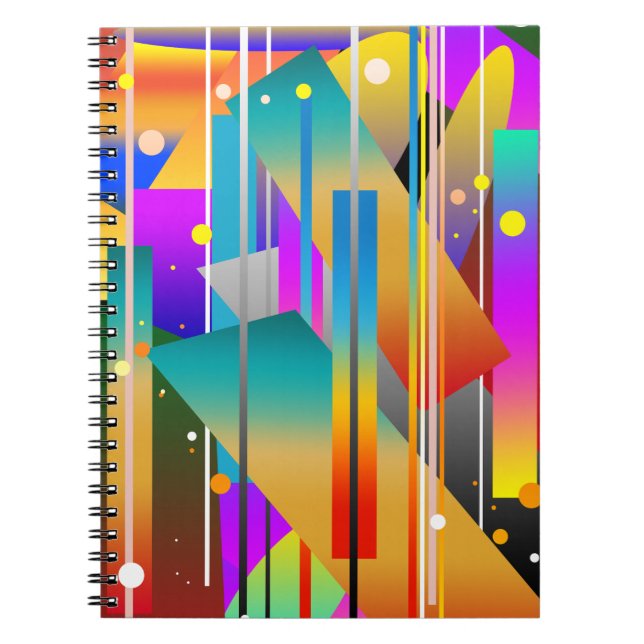 Caderno Espiral Formas Geométricas Modernas Padrão Abstrato (Frente)