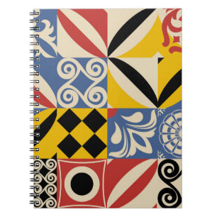 Caderno Espiral Formas geométricas retrô: azulejos Azulejos.