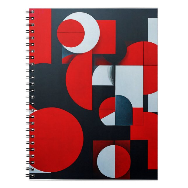 Caderno Espiral Formas geométricas vermelhas (Frente)