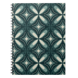 Caderno Espiral formas verdes retrô