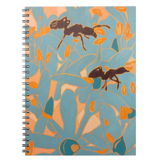 Caderno Espiral Formigas com Flores Azuis Flora Australiana