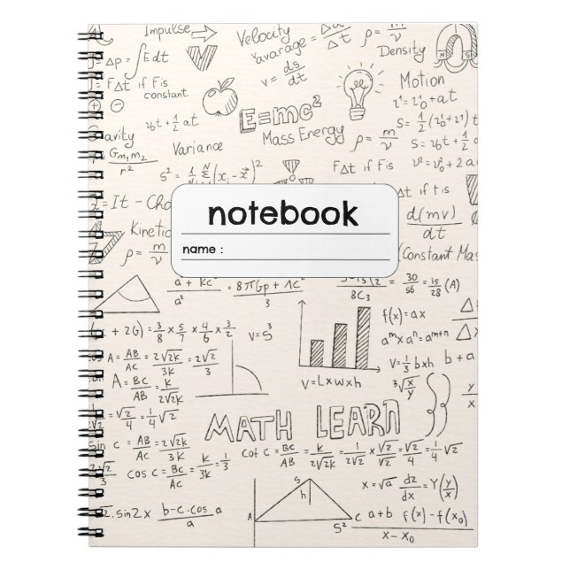 Caderno Espiral Fórmula de Geometria de Álgebra (Frente)