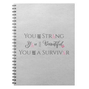 Caderno Espiral Forte e Bonita Sobrevivência do câncer da mama