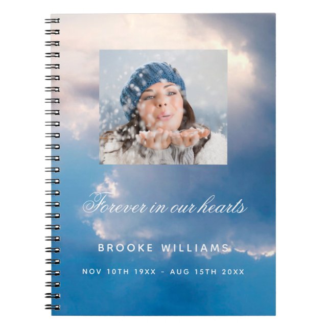 Caderno Espiral Foto azul do funeral do livro de convidados (Frente)