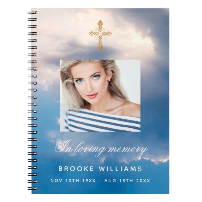 Caderno Espiral Foto azul do funeral do livro de convidados (Frente)