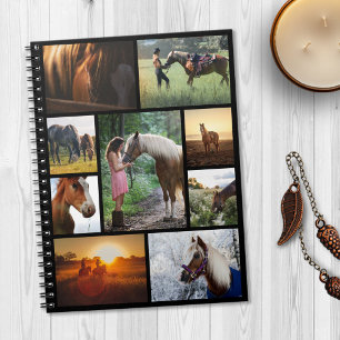 Caderno Espiral Foto: Collage Horse Girl Black Personalizada