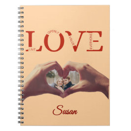 Caderno Espiral Foto com Acrônimo de AMOR Personalizado