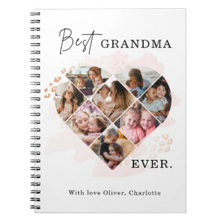 Caderno Espiral Foto da Família Melhor Vovó Em Forma De Coração 8