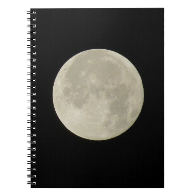 Caderno Espiral Foto da Lua cheio branca brilhante (Frente)