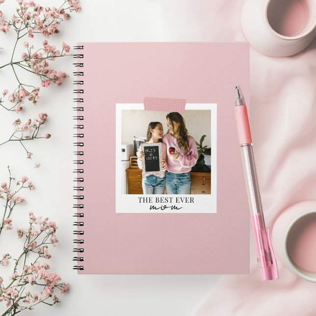 Caderno Espiral Foto da Melhor Mãe Personalizada Rosa (Criador carregado)