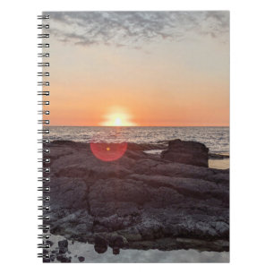 Caderno Espiral Foto da paisagem oceânica do pôr do sol havaiano