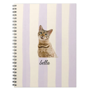 Caderno Espiral Foto de Animal Personalizado Listras Pastel Lilás