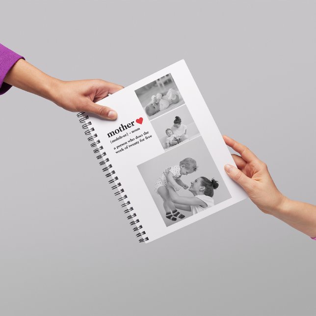 Caderno Espiral Foto de Colagem Moderna e Texto Vermelho Doente Mã (Criador carregado)