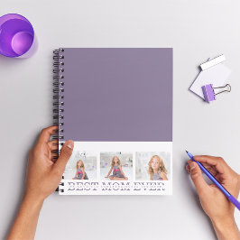 Caderno Espiral Foto de Colagem Moderna Melhor Mãe, Presente Roxo