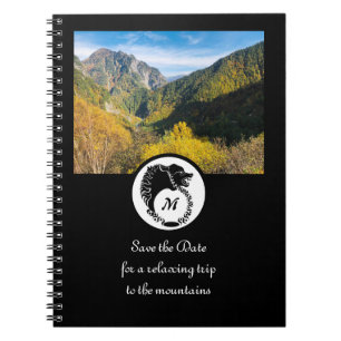 Caderno Espiral Foto de Laurel Monogramas tribal Black Wolf Silhou