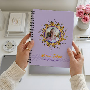 Caderno Espiral Foto de Mandala Floral Laranja Blush 3D Moderna em