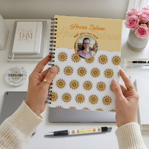 Caderno Espiral Foto de Mandala Floral Laranja Blush 3D Moderna em