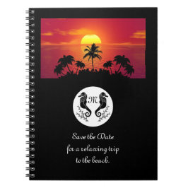 Caderno Espiral Foto de Monograma da Silhouette de Cavalo Negro Gê