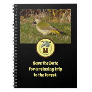 Caderno Espiral Foto de Monograma de Pica-Pau Verde