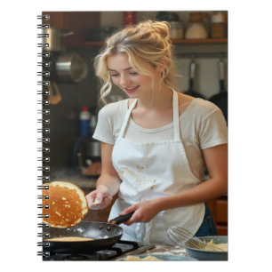 Caderno Espiral Foto de Panquecas Cozinhando Personalizar