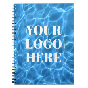 Caderno Espiral Foto de Piscina Azul Aqua para o Seu Logotipo