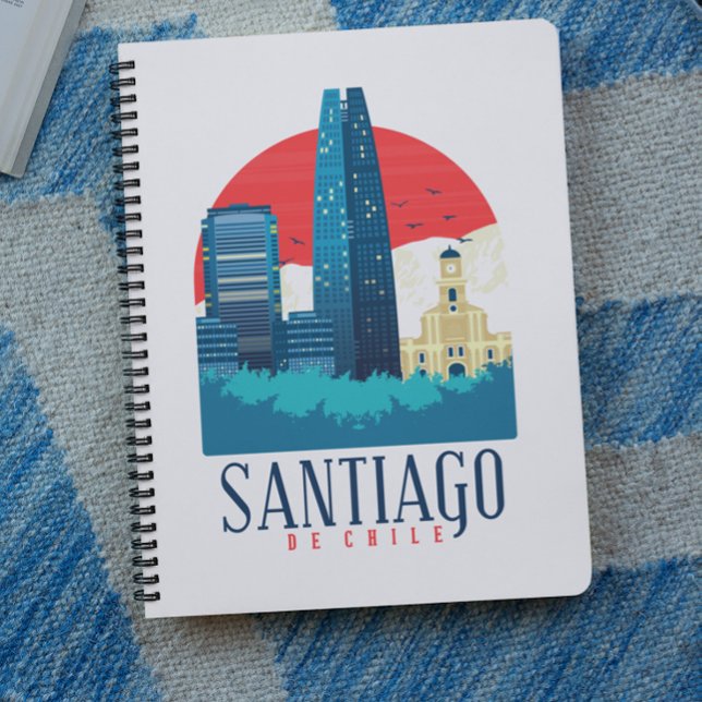 Caderno Espiral Foto de Santiago de Chile Vintage Skyline (Minimalist Santiago de Chile Travel Vintage Skyline Notebook)