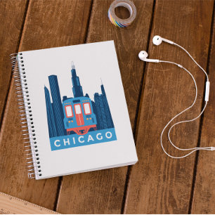Caderno Espiral Foto de Viagens vintage Skyline Chicago