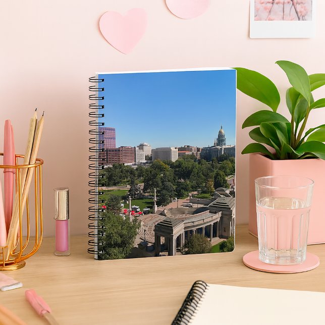 Caderno Espiral Foto do Edifício do Capitólio do Centro de Denver  (A notebook featuring a photograph of downtown Denver.)