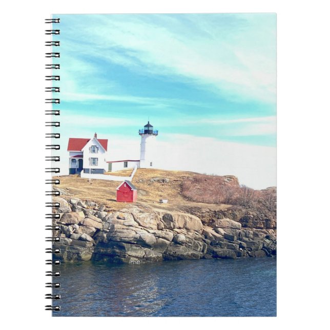Caderno Espiral Foto do Farol de Nubble (Frente)