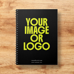 Caderno Espiral Foto do Logotipo Empresarial Minimalista Preto