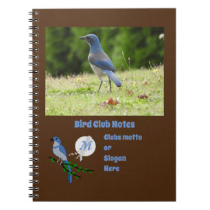 Caderno Espiral Foto do Monograma do Florida Scrub Jay Bird Club