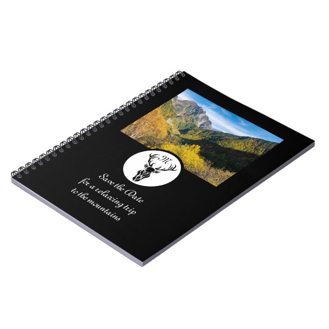 Caderno Espiral Foto do Monograma Silhouette Stag Preto (Left Side)