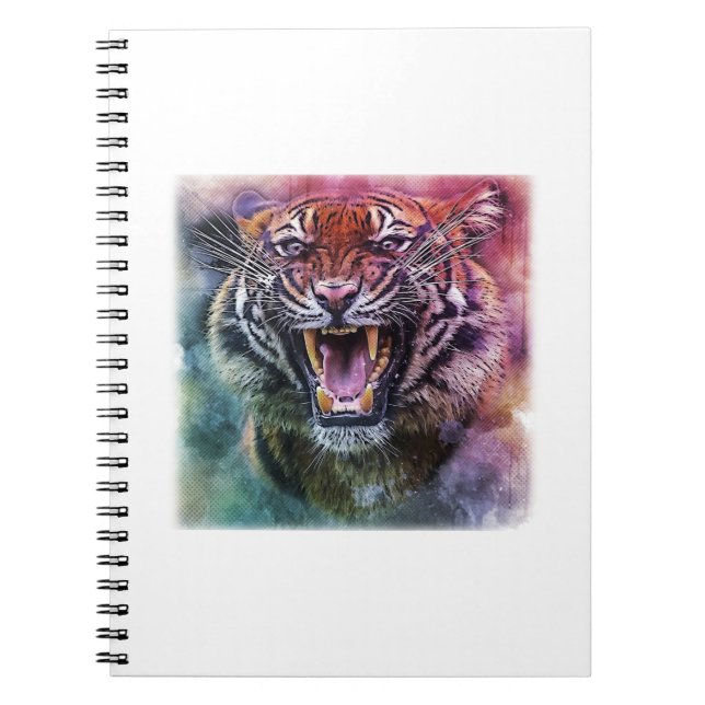 Caderno Espiral Foto Do Rosto De Tigre Bengala Belo Crescendo (Frente)