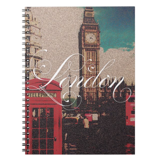 Caderno Espiral Foto do vintage do marco de Londres (Frente)
