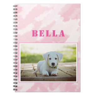 Caderno Espiral Foto e nome do cão rosa-claro